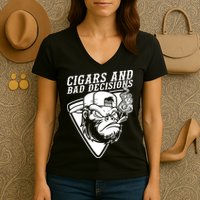 Monkey Cigars And Bad Decisions Women's V-Neck T-Shirt