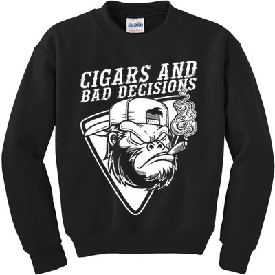Monkey Cigars And Bad Decisions Kids Sweatshirt