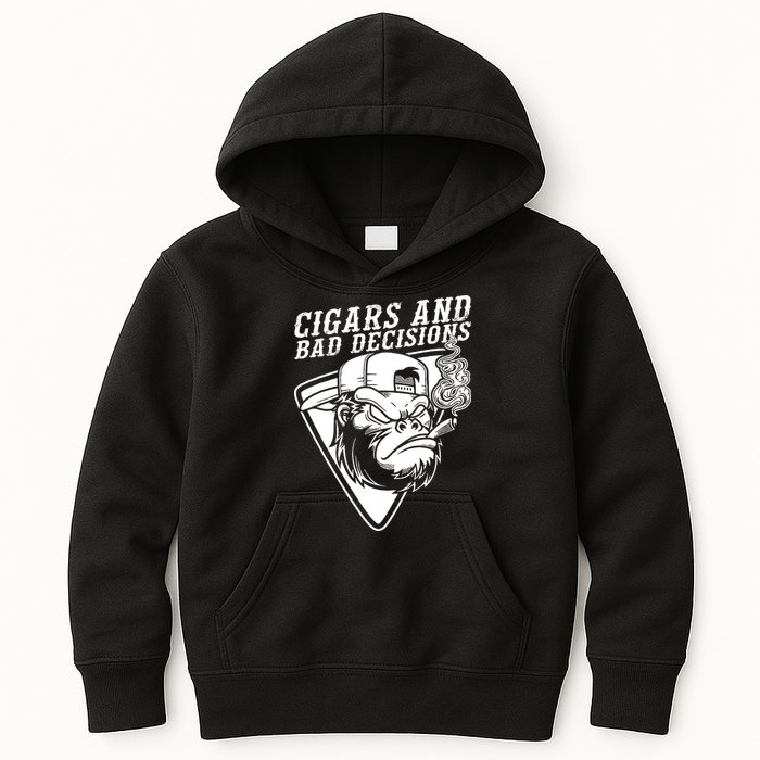 Monkey Cigars And Bad Decisions Kids Hoodie