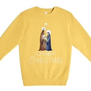 Merry Christmas Advent Nativity Scene North Star Cute Gift Premium Crewneck Sweatshirt