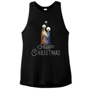 Merry Christmas Advent Nativity Scene North Star Cute Gift Ladies PosiCharge Tri-Blend Wicking Tank