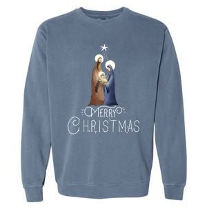 Merry Christmas Advent Nativity Scene North Star Cute Gift Garment-Dyed Sweatshirt