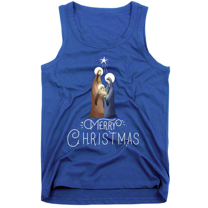 Merry Christmas Advent Nativity Scene North Star Cute Gift Tank Top