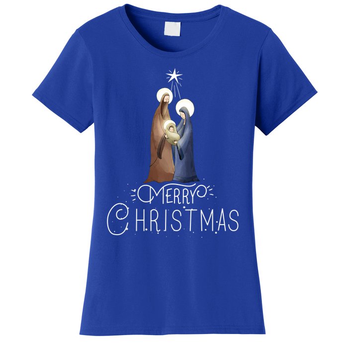 Merry Christmas Advent Nativity Scene North Star Cute Gift Women's T-Shirt