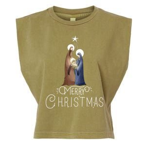 Merry Christmas Advent Nativity Scene North Star Cute Gift Garment-Dyed Women's Muscle Tee