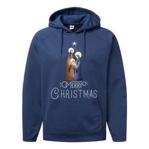 Merry Christmas Advent Nativity Scene North Star Cute Gift Performance Fleece Hoodie