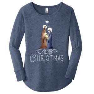 Merry Christmas Advent Nativity Scene North Star Cute Gift Women's Perfect Tri Tunic Long Sleeve Shirt