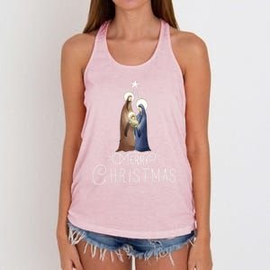 Merry Christmas Advent Nativity Scene North Star Cute Gift Women's Knotted Racerback Tank