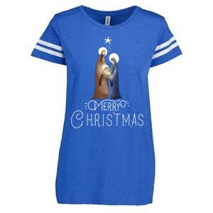 Merry Christmas Advent Nativity Scene North Star Cute Gift Enza Ladies Jersey Football T-Shirt