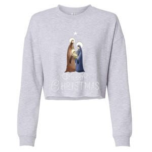 Merry Christmas Advent Nativity Scene North Star Cute Gift Cropped Pullover Crew