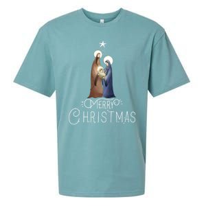 Merry Christmas Advent Nativity Scene North Star Cute Gift Sueded Cloud Jersey T-Shirt