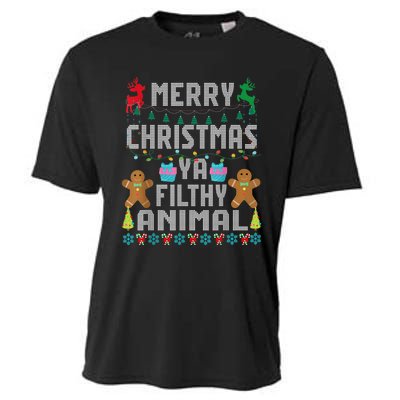 Merry Christmas Animal Filthy Ya Ugly Sweater PJs Matching Cooling Performance Crew T-Shirt