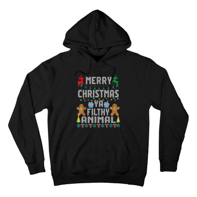 Merry Christmas Animal Filthy Ya Ugly Sweater PJs Matching Hoodie