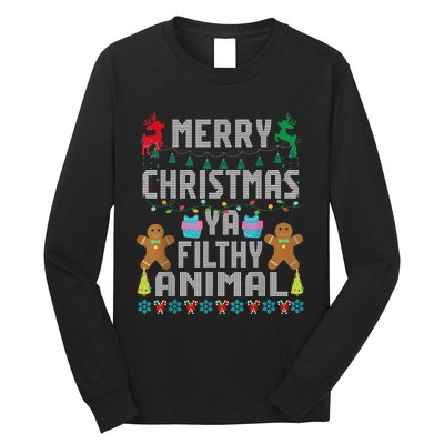 Merry Christmas Animal Filthy Ya Ugly Sweater PJs Matching Long Sleeve Shirt