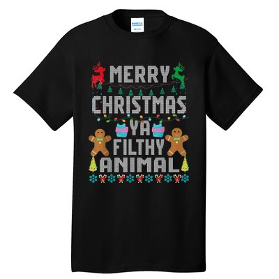 Merry Christmas Animal Filthy Ya Ugly Sweater PJs Matching Tall T-Shirt