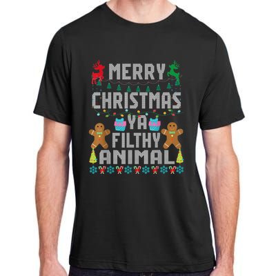 Merry Christmas Animal Filthy Ya Ugly Sweater PJs Matching Adult ChromaSoft Performance T-Shirt