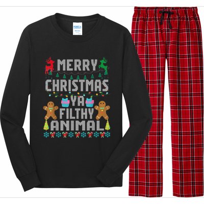 Merry Christmas Animal Filthy Ya Ugly Sweater PJs Matching Long Sleeve Pajama Set