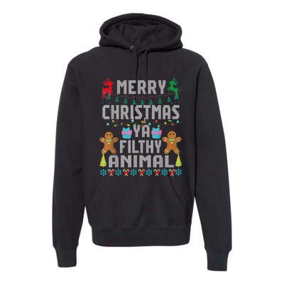 Merry Christmas Animal Filthy Ya Ugly Sweater PJs Matching Premium Hoodie