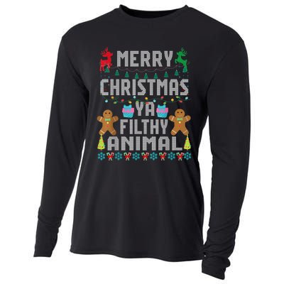 Merry Christmas Animal Filthy Ya Ugly Sweater PJs Matching Cooling Performance Long Sleeve Crew