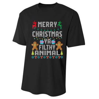 Merry Christmas Animal Filthy Ya Ugly Sweater PJs Matching Performance Sprint T-Shirt