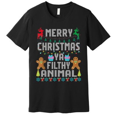 Merry Christmas Animal Filthy Ya Ugly Sweater PJs Matching Premium T-Shirt