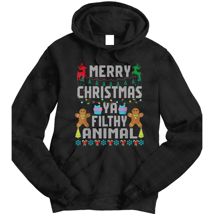 Merry Christmas Animal Filthy Ya Ugly Sweater PJs Matching Tie Dye Hoodie