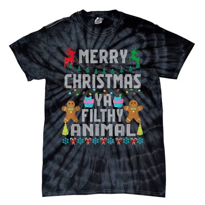 Merry Christmas Animal Filthy Ya Ugly Sweater PJs Matching Tie-Dye T-Shirt