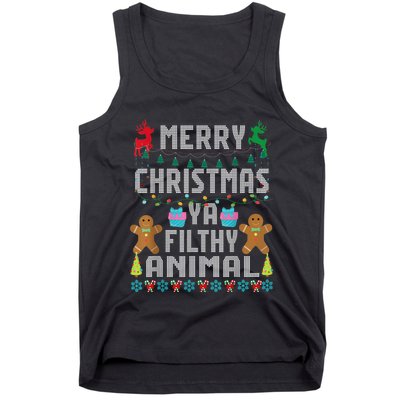 Merry Christmas Animal Filthy Ya Ugly Sweater PJs Matching Tank Top