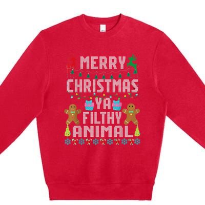 Merry Christmas Animal Filthy Ya Ugly Sweater PJs Matching Premium Crewneck Sweatshirt