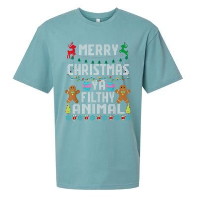 Merry Christmas Animal Filthy Ya Ugly Sweater PJs Matching Sueded Cloud Jersey T-Shirt