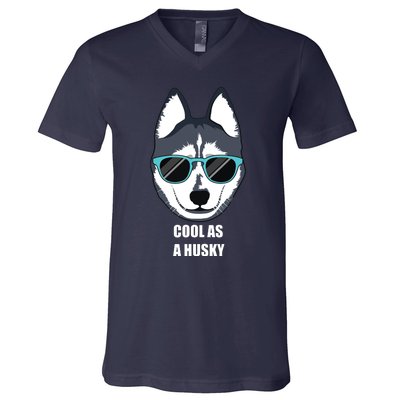 Malamute Cool As A Siberian Husky With Sunglasses V-Neck T-Shirt