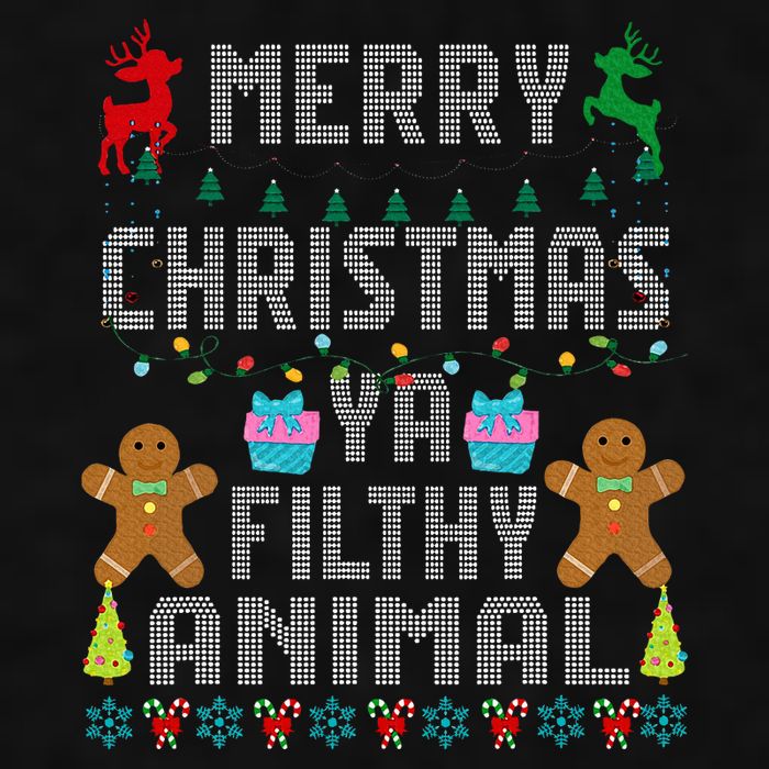 Merry Christmas Animal Filthy Ya Ugly Sweater PJs Matching Ladies PosiCharge Tri-Blend Wicking Tank