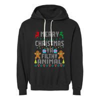 Merry Christmas Animal Filthy Ya Ugly Sweater PJs Matching Garment-Dyed Fleece Hoodie