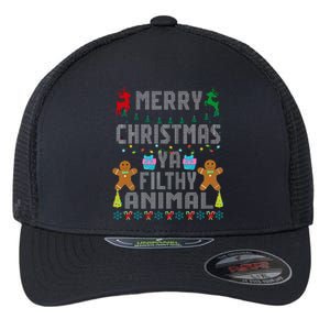 Merry Christmas Animal Filthy Ya Ugly Sweater PJs Matching Flexfit Unipanel Trucker Cap