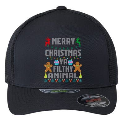 Merry Christmas Animal Filthy Ya Ugly Sweater PJs Matching Flexfit Unipanel Trucker Cap