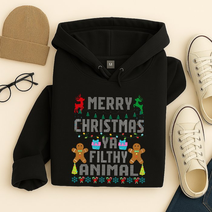 Merry Christmas Animal Filthy Ya Ugly Sweater PJs Matching Hoodie