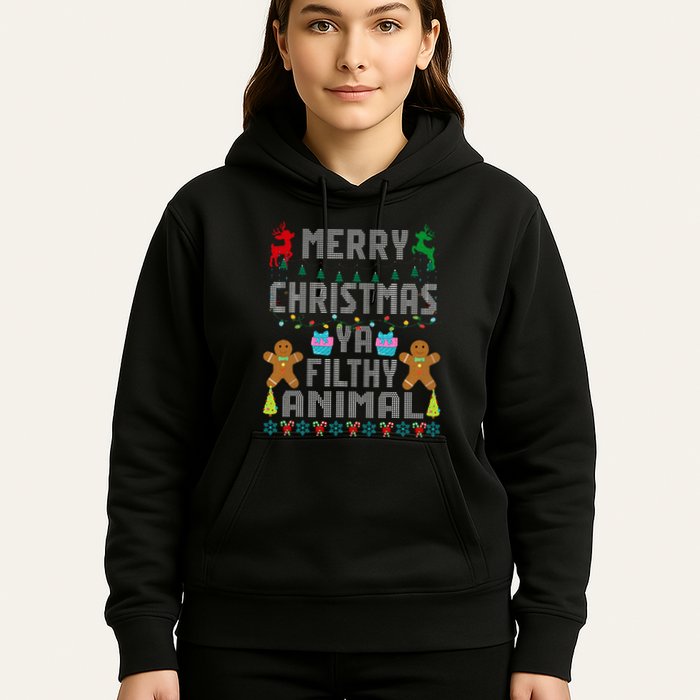 Merry Christmas Animal Filthy Ya Ugly Sweater PJs Matching Hoodie