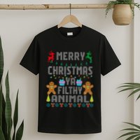 Merry Christmas Animal Filthy Ya Ugly Sweater PJs Matching T-Shirt