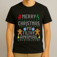 Merry Christmas Animal Filthy Ya Ugly Sweater PJs Matching T-Shirt