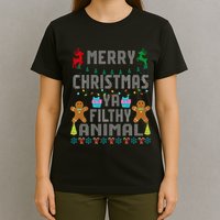 Merry Christmas Animal Filthy Ya Ugly Sweater PJs Matching T-Shirt