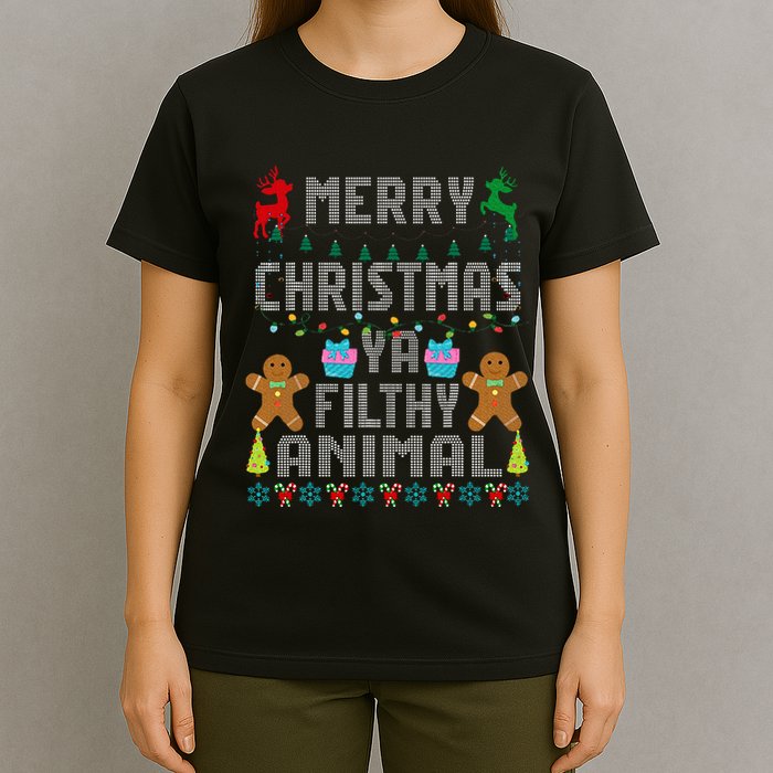 Merry Christmas Animal Filthy Ya Ugly Sweater PJs Matching T-Shirt