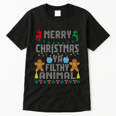 Merry Christmas Animal Filthy Ya Ugly Sweater PJs Matching Tall T-Shirt