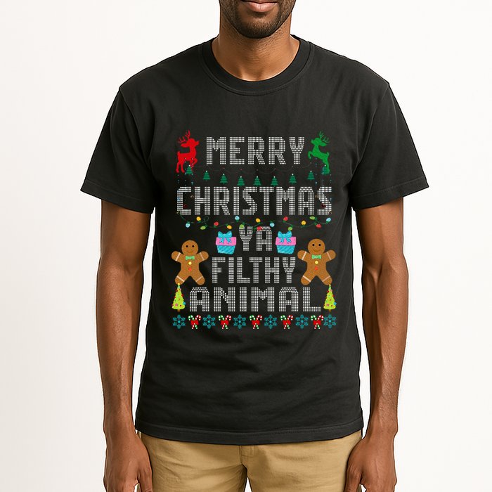 Merry Christmas Animal Filthy Ya Ugly Sweater PJs Matching Tall T-Shirt