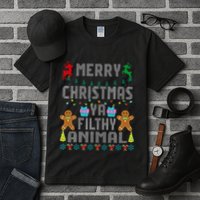 Merry Christmas Animal Filthy Ya Ugly Sweater PJs Matching Tall T-Shirt