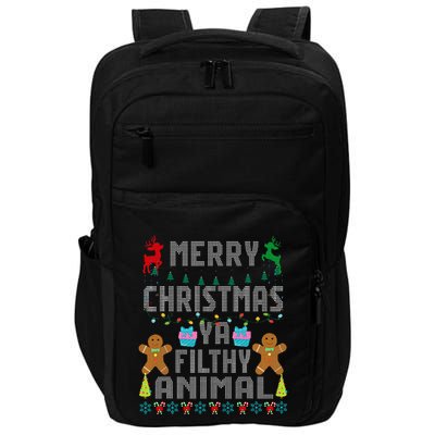 Merry Christmas Animal Filthy Ya Ugly Sweater PJs Matching Impact Tech Backpack