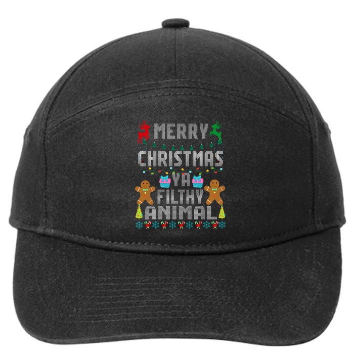 Merry Christmas Animal Filthy Ya Ugly Sweater PJs Matching 7-Panel Snapback Hat