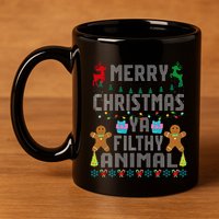 Merry Christmas Animal Filthy Ya Ugly Sweater PJs Matching 11oz C Handle Ceramic Mug