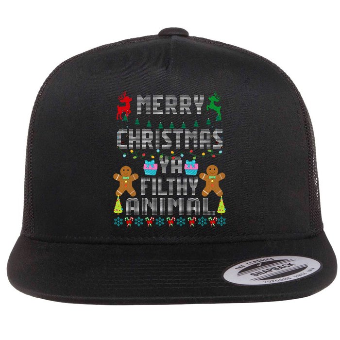 Merry Christmas Animal Filthy Ya Ugly Sweater PJs Matching Flat Bill Trucker Hat