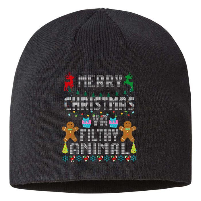 Merry Christmas Animal Filthy Ya Ugly Sweater PJs Matching Sustainable Beanie