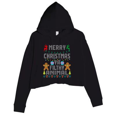 Merry Christmas Animal Filthy Ya Ugly Sweater PJs Matching Crop Fleece Hoodie